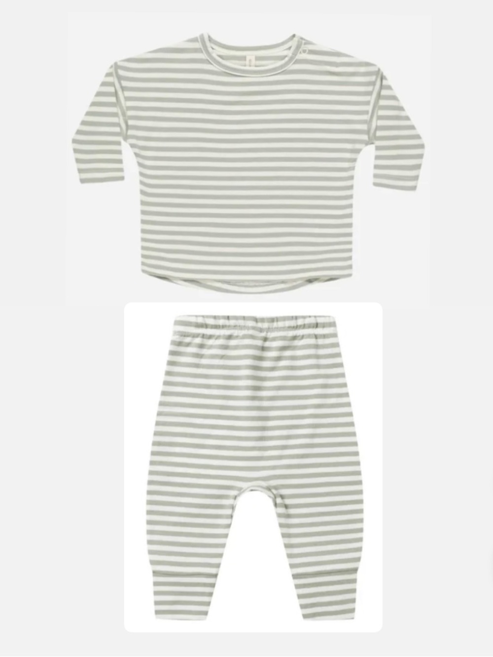 Quincy Mae Sage Striped Set, 2-3 YRS